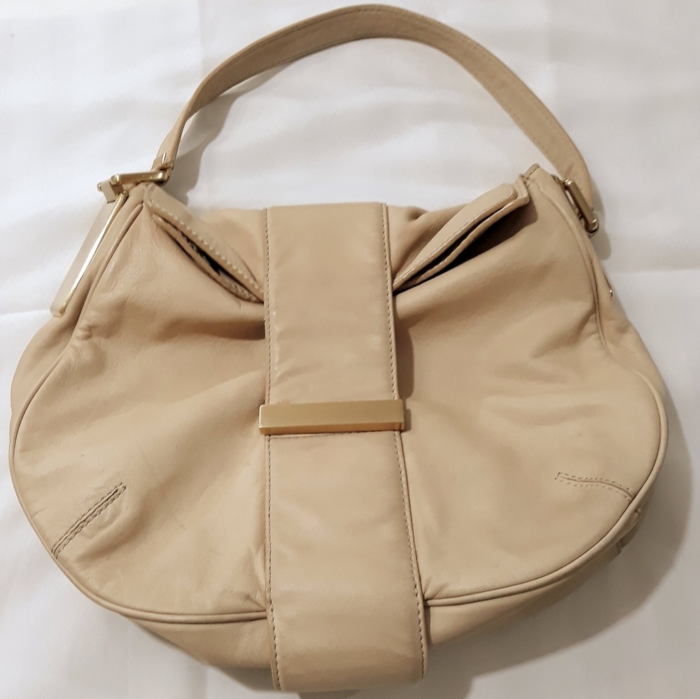 Vintage Banana Republic Cow Leather Bag Cream Women's Shoulder Bag Snap Closure